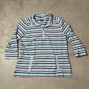 Talbots striped quarter zip pullover